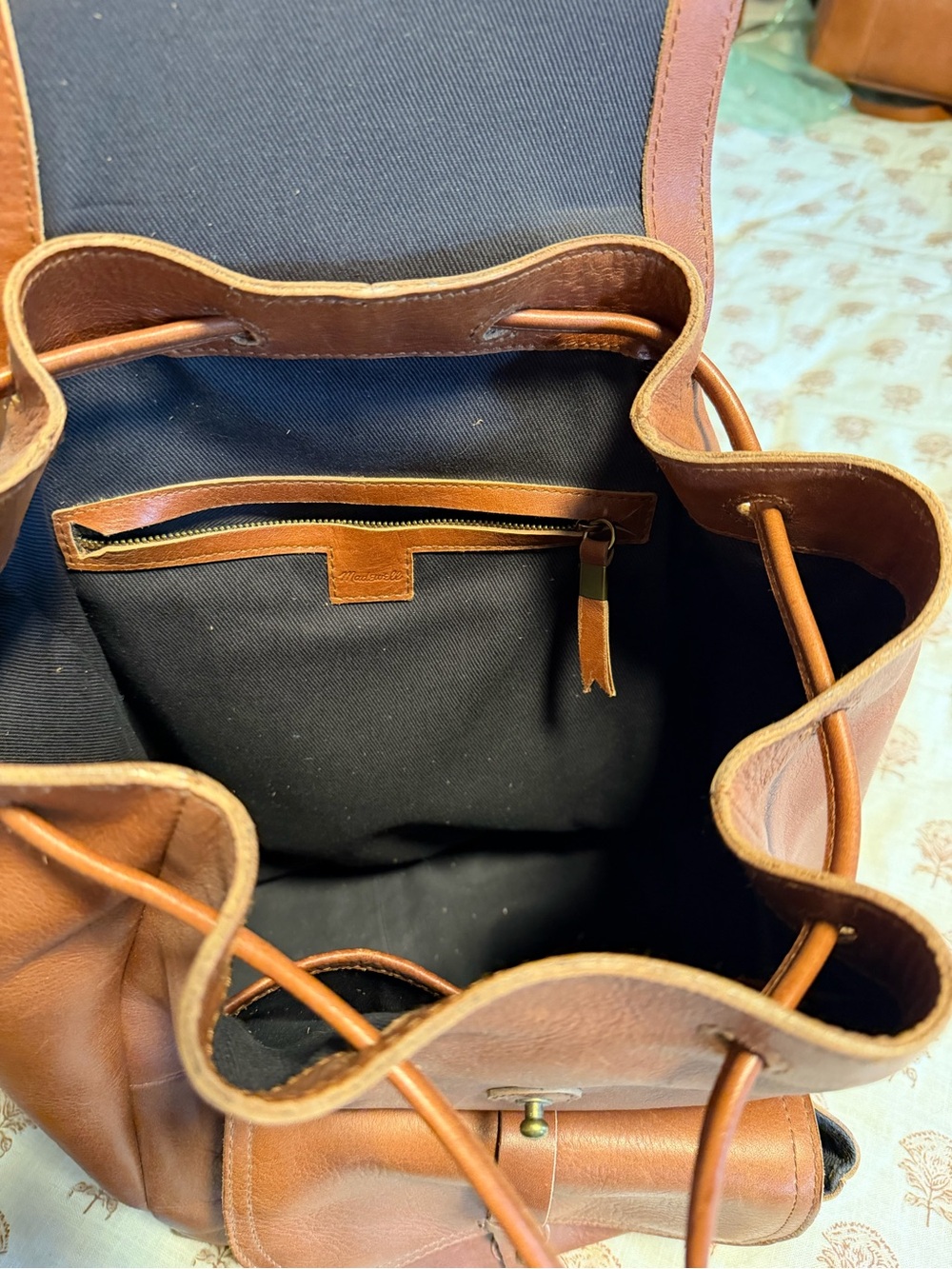 Madewell Cognac Leather Drawstring Backpack - Picture 8 of 9